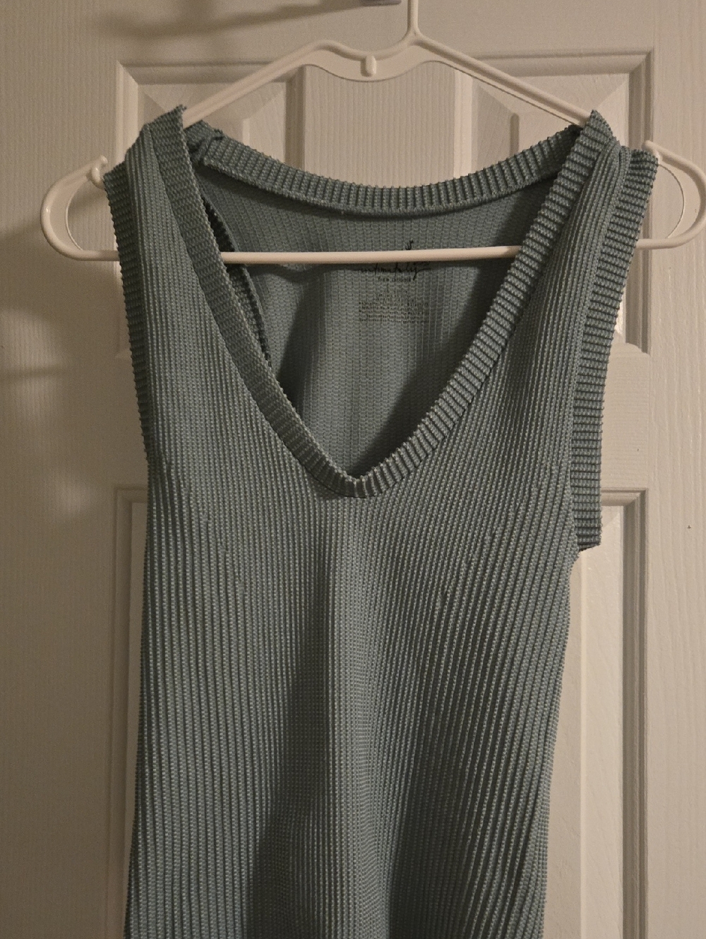 Free People Knit V-Neck Tank in Sage Green